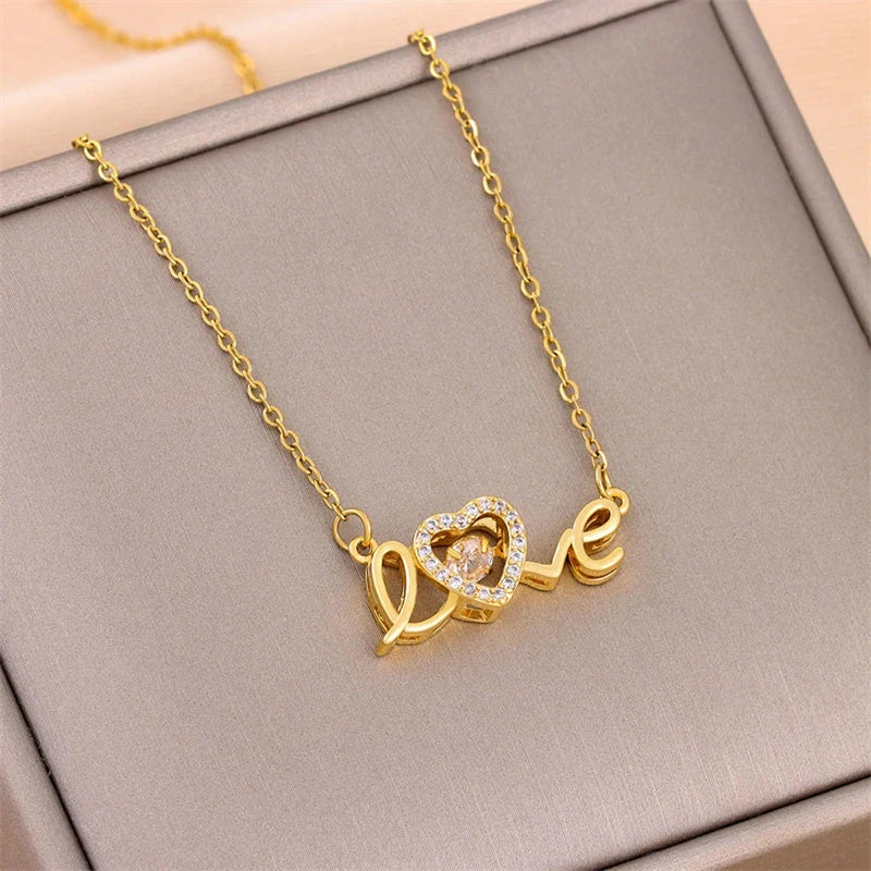 Fashionable titanium steel necklace with a sleek and modern design, a perfect accessory for the stylish woman