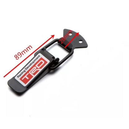 Black car bumper drag hook lock catch, approximately 117mm large trunk buckle assembly, single unit.