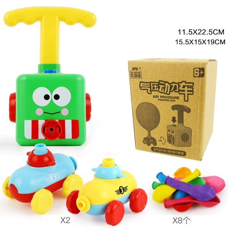 Children's air balloon powered car toy with ABS plastic construction