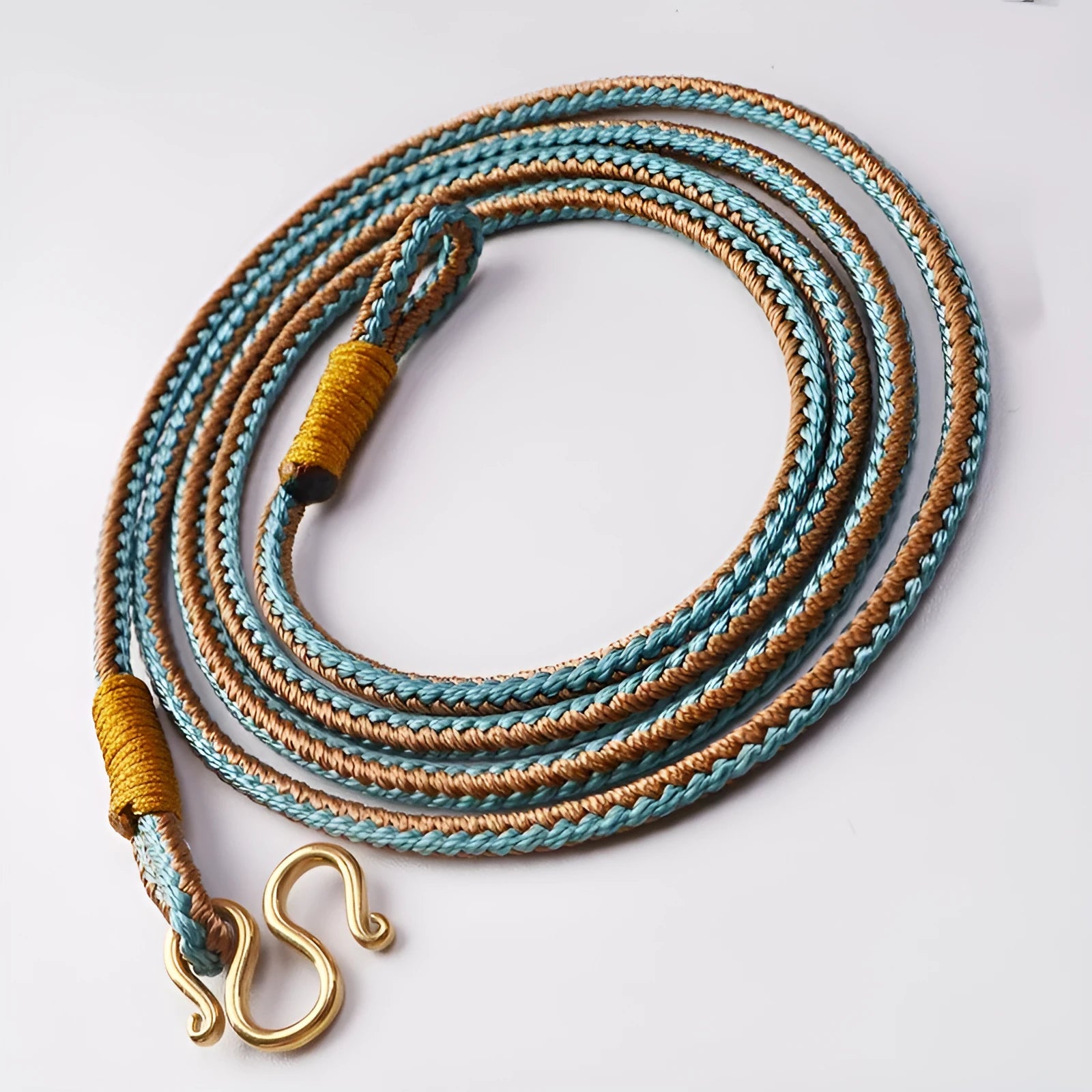 Gold and silver Thangka Peace Buckle imitation pearl necklace with mixed gem inlaid pendant.