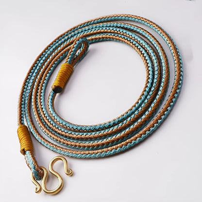Gold and silver Thangka Peace Buckle imitation pearl necklace with mixed gem inlaid pendant.