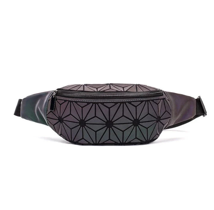 Stylish fanny pack with geometric design, available in multiple colors for hands-free, fashionable carry