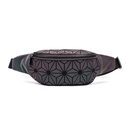 Stylish fanny pack with geometric design, available in multiple colors for hands-free, fashionable carry