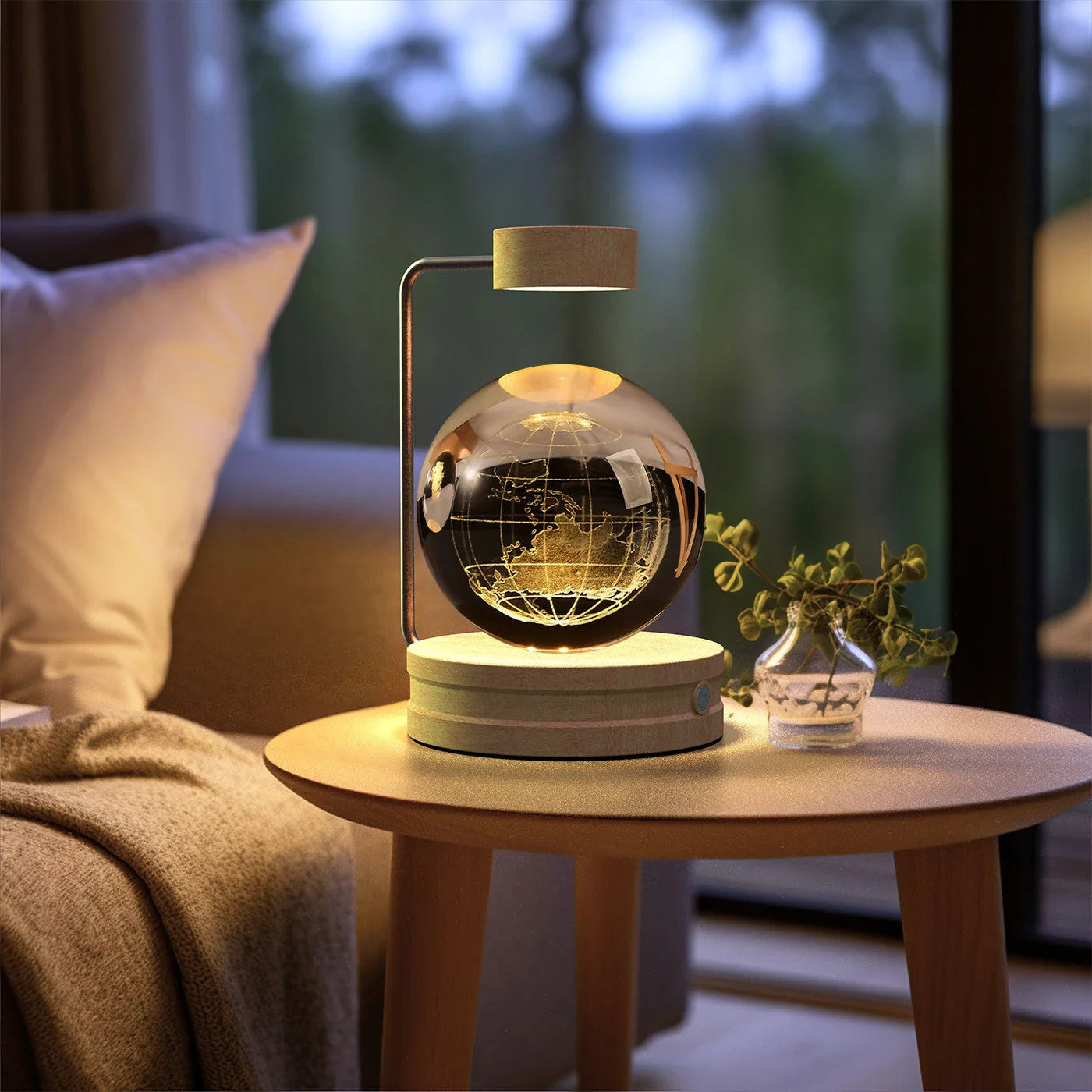 Crystal Ball Cosmic Dinosaur Indoor Night Light with USB Power and Warm Bedside Lighting