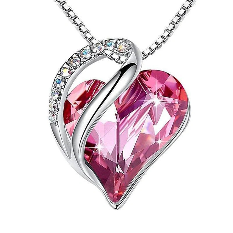 925 silver heart-shaped geometric necklace for women, available in multiple colours