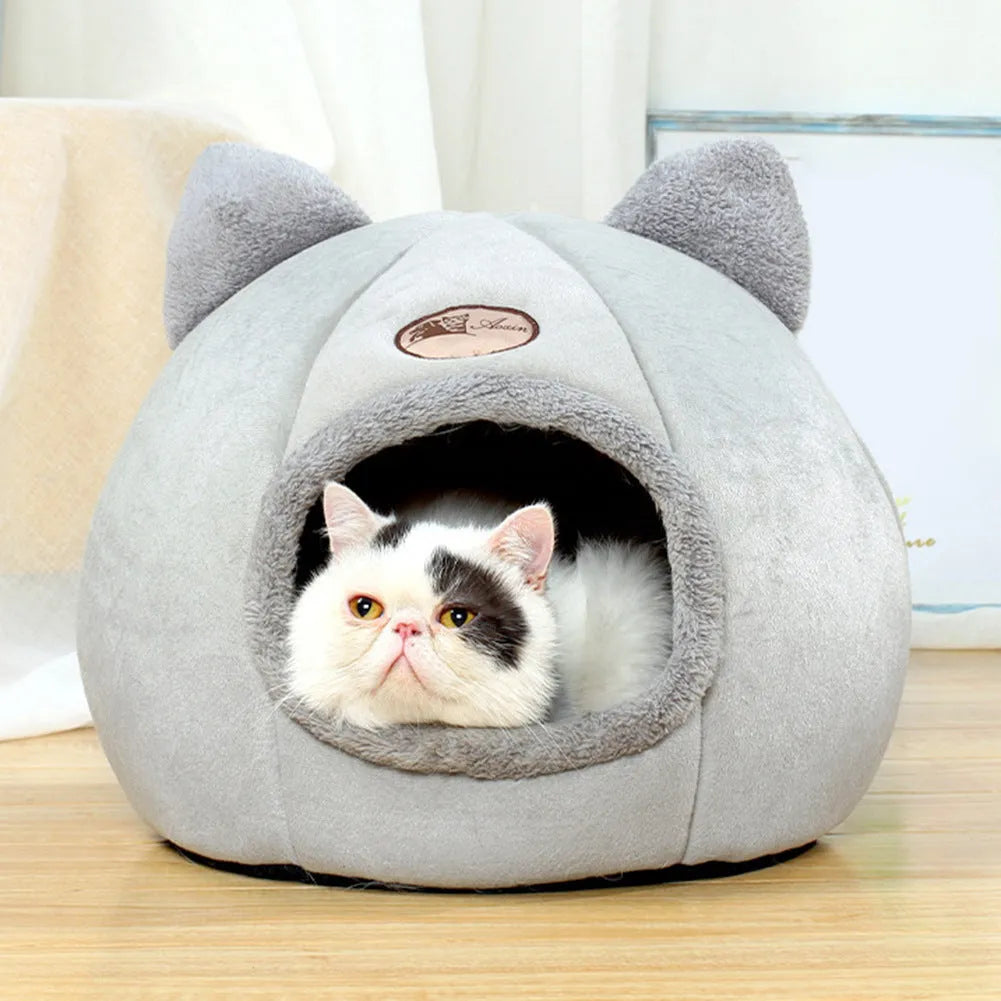 Fully enclosed winter cat nest sofa bed with soft cushion in large size