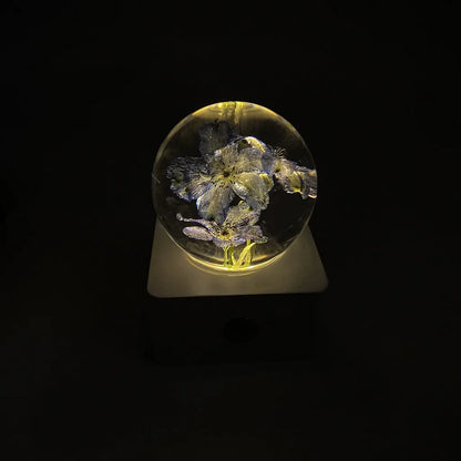 Small 8cm wide desktop night light featuring an artificial dandelion and sunflower arrangement with USB cable.
