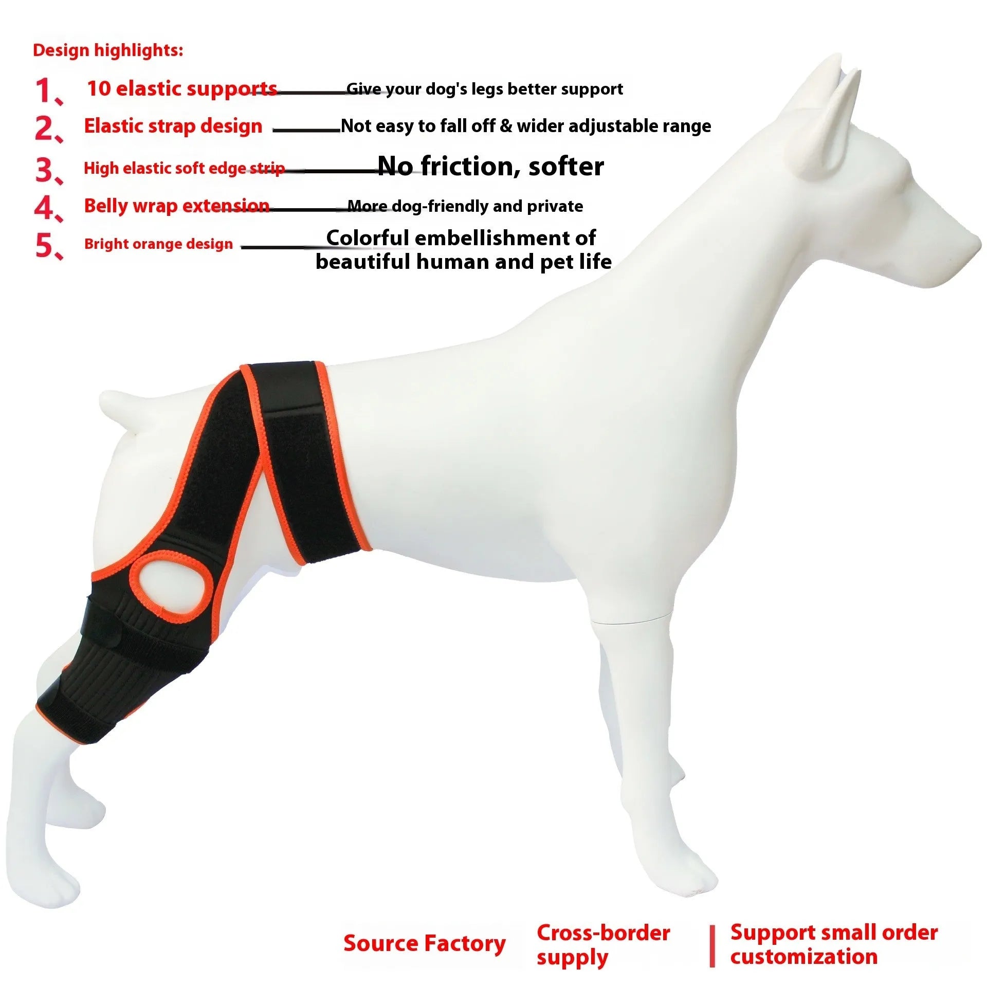 Adjustable neoprene dog hind leg support brace for hip dysplasia and arthritis.