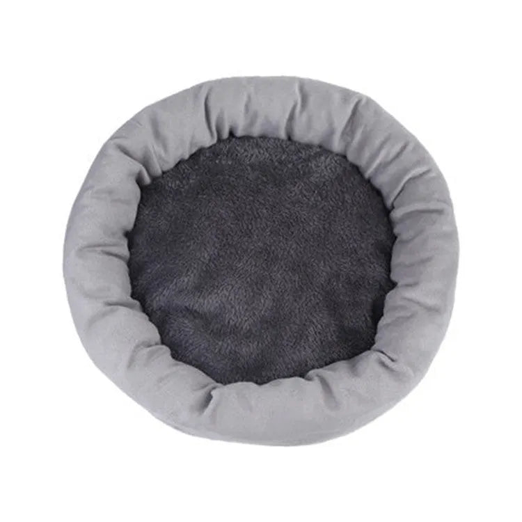 Circular cotton-filled pet dog bed with optional pillow in light grey colour