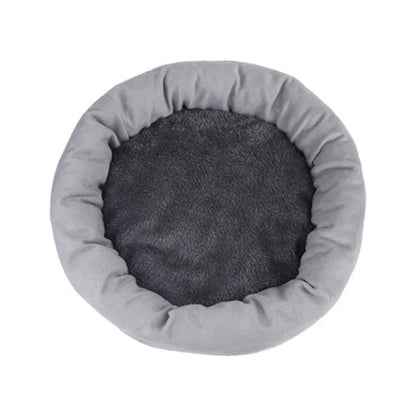 Circular cotton-filled pet dog bed with optional pillow in light grey colour