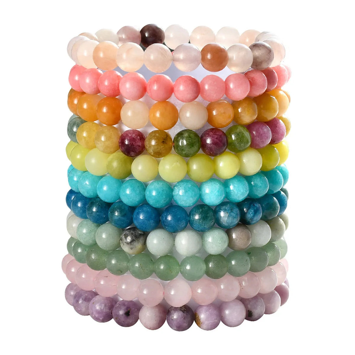 Handcrafted 8mm natural stone tourmaline bracelet with geometric design and stylish card.