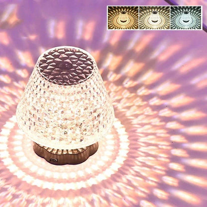 Diamond Crystal USB Touch Sensor Table Lamp with elegant design and 3-way dimming