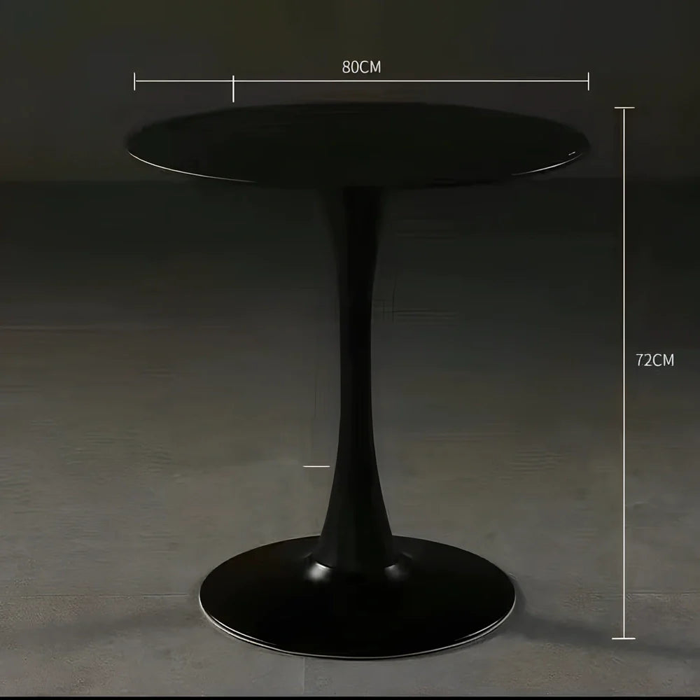 Scandinavian style conference table with folding chairs in white finish, 60cm diameter