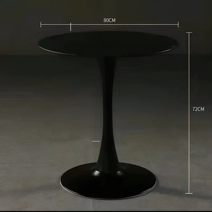 Scandinavian style conference table with folding chairs in white finish, 60cm diameter