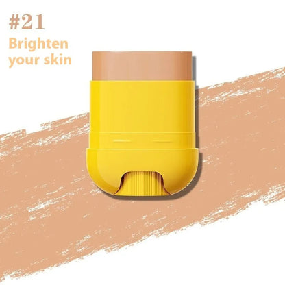 Silicone sunscreen stick in seven colour options including skin colour and brightening shades