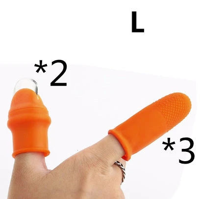 Silicone thumb protector with sharp curved blade for effortless vegetable, fruit, and crop harvesting in the garden or farm