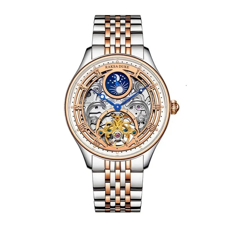 Men's business waterproof watch with stainless steel strap in multiple colour options including rose gold and white steel variants