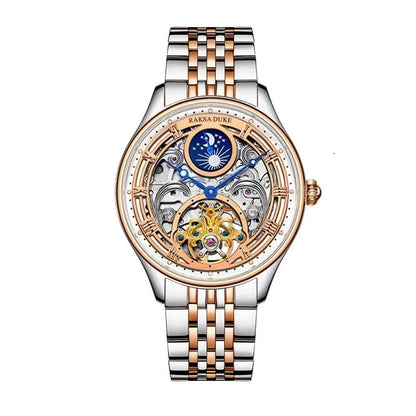 Men's business waterproof watch with stainless steel strap in multiple colour options including rose gold and white steel variants