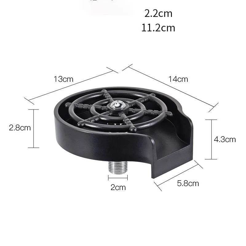 Automatic cup washer faucet with high-pressure spray nozzle for bar and kitchen counters.