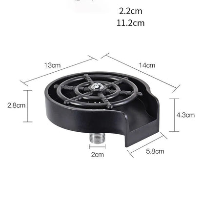 Automatic cup washer faucet with high-pressure spray nozzle for bar and kitchen counters.