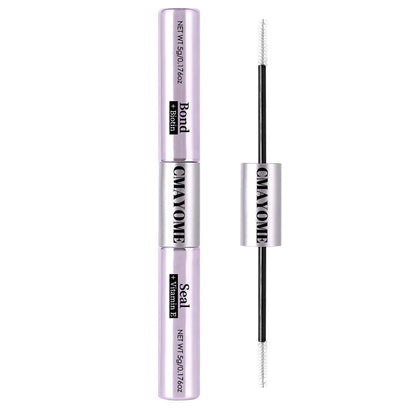 Double-headed eyelash glue tube with two applicator tips for precise lash application.