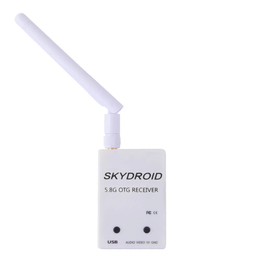 Yunzhuo UVC 5.8G glasses video capture receiver for drones in black and white with antenna.