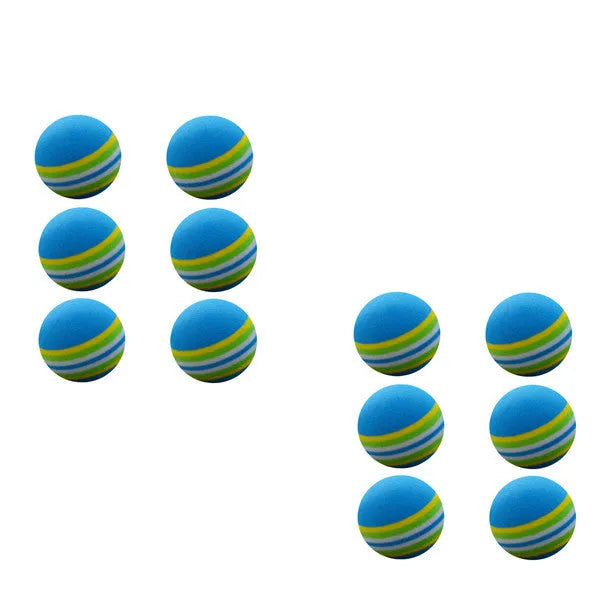 42mm EVA foam cat ball toy in yellow, red, and light blue with soft golf ball shape
