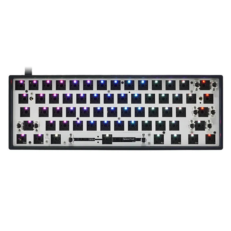 Dual-mode mechanical keyboard kit with 1900 mAh battery, RGB backlight, hot-swappable PCB, ABS case, 60% layout