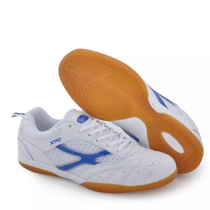 Table tennis training shoes in white and blue or white and red, sizes 30-46