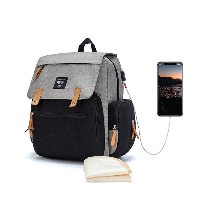 LEQUEEN Stylish Large Capacity Mummy Bag in various colors and styles, perfect for parents on the go.