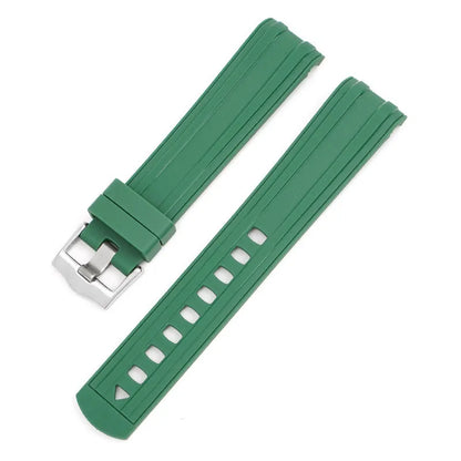 20mm wide genuine leather smartwatch strap in multiple colours with silver buckle.