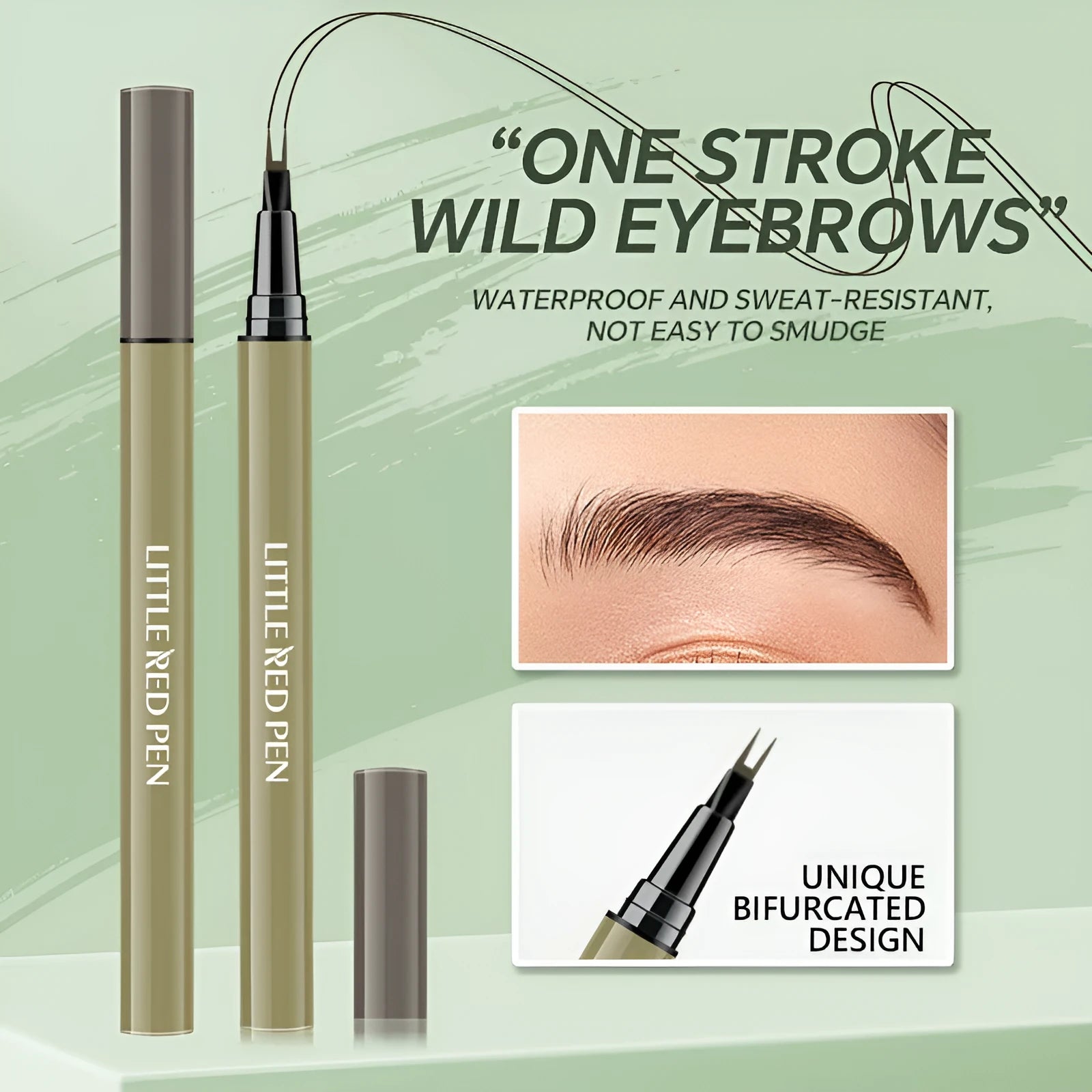 Two fork eyebrow pencil with waterproof liquid eyeliner tip in brown and black colours