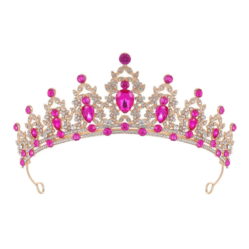 Baroque-style bridal crown headdress with sparkling rhinestones on a lightweight alloy frame, shown in silver colour.
