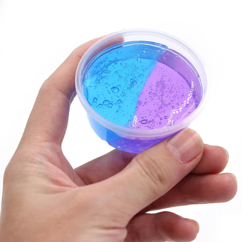 Color Matching Gradient Multicolor Crystal Mud Slime in a plastic box