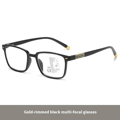 Multifocal reading glasses with photochromic lenses in various frame colour options