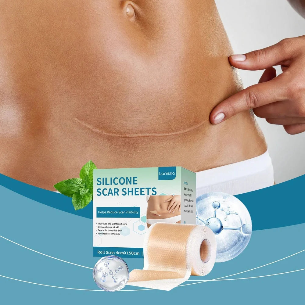 Skin Smooth Silicone Scar Paster roll with 10cm x 15cm medical-grade silicone sheet and mint leaf extract