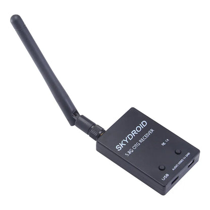 Yunzhuo UVC 5.8G glasses video capture receiver for drones in black and white with antenna.