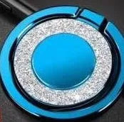 Bling glitter plating metal phone ring holder in silver colour, showing 360° rotation.