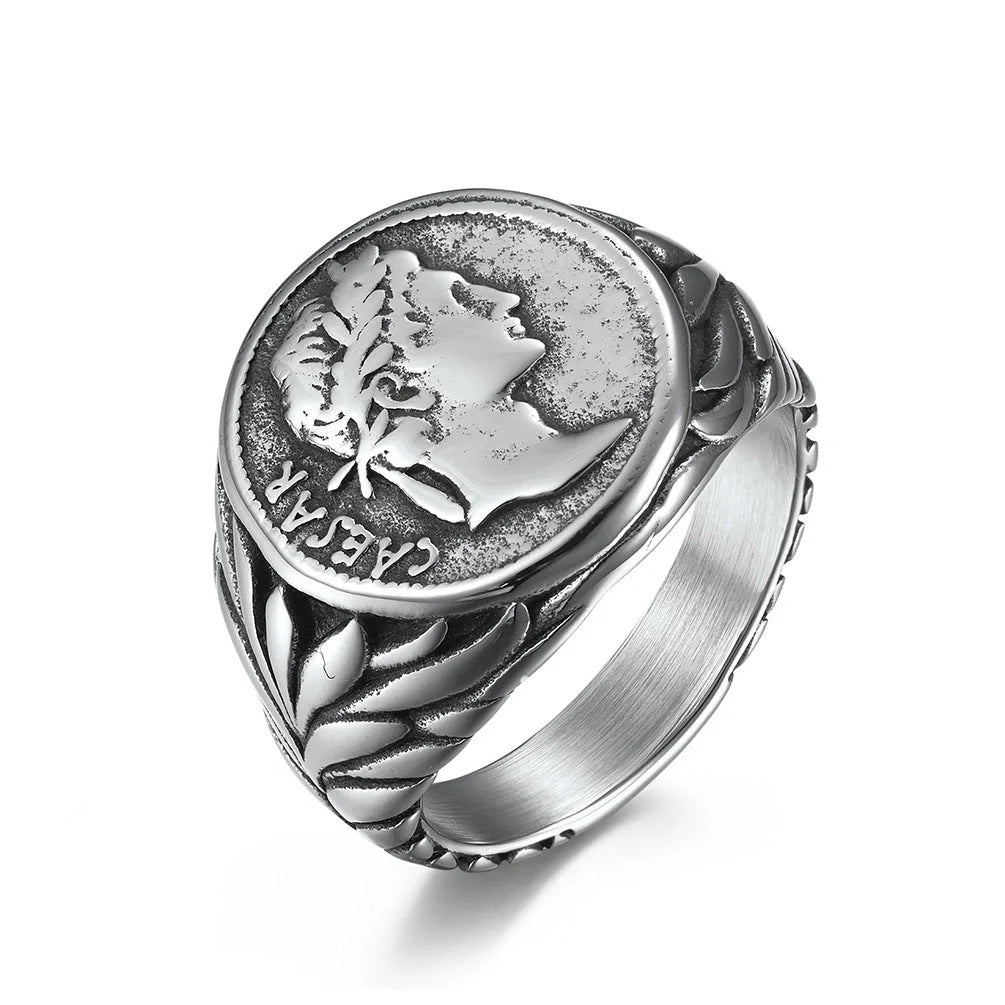 Dashing stainless steel ring with a sleek geometric design, available in steel and gold finishes and a range of sizes