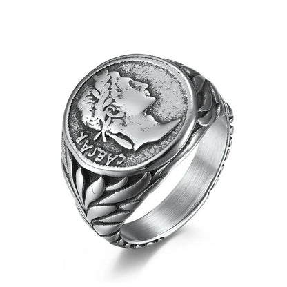 Dashing stainless steel ring with a sleek geometric design, available in steel and gold finishes and a range of sizes