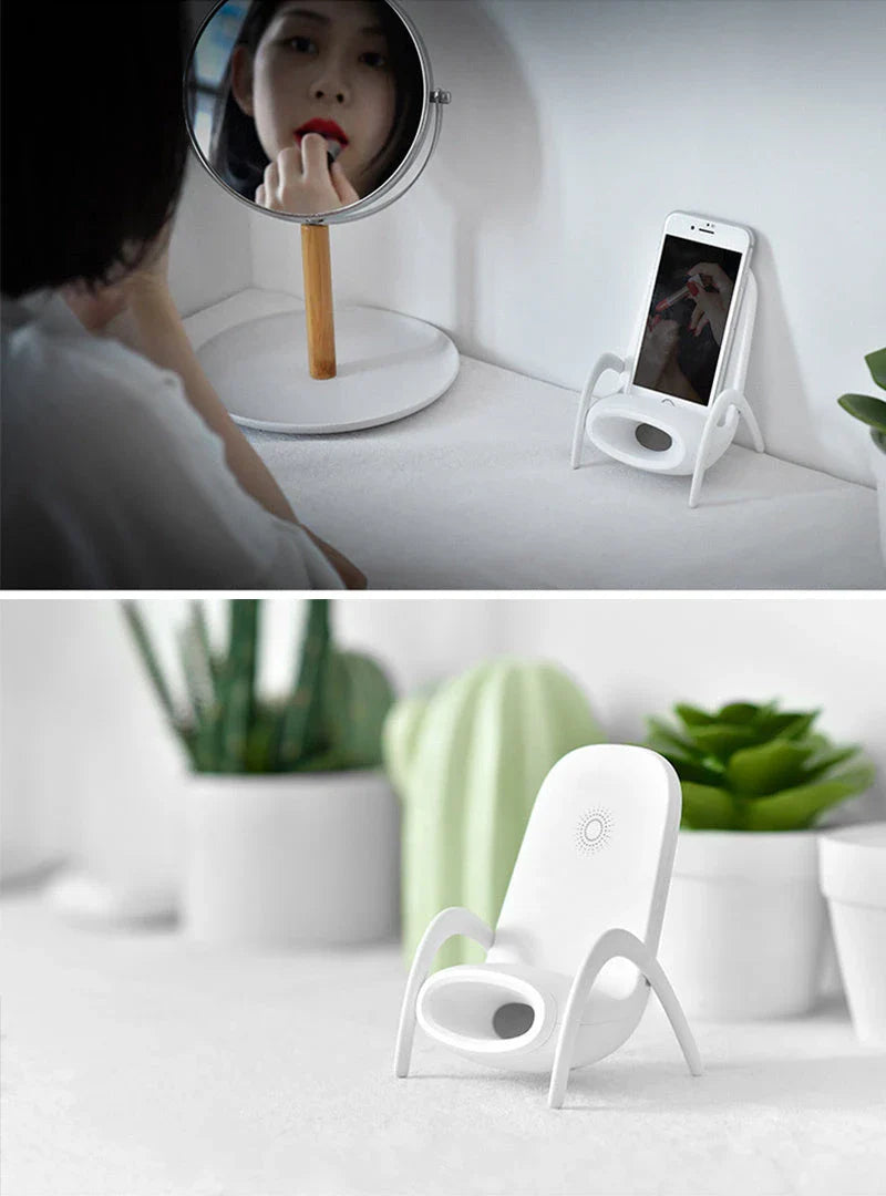 Wireless Charging Amplifier Stand with Integrated Sound Amplifier for Apple and Android Smartphones