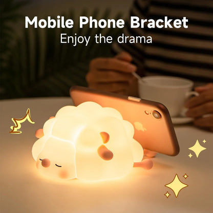 Adorable sheep-themed LED night light with adjustable brightness and 30-minute auto-off timer for kids' bedrooms