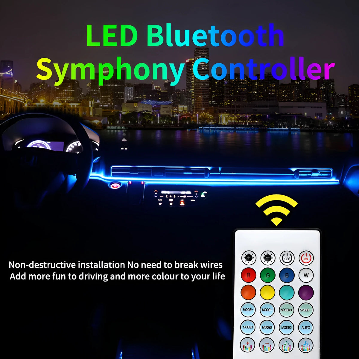 110cm car central control ambience light with aluminium housing and remote control