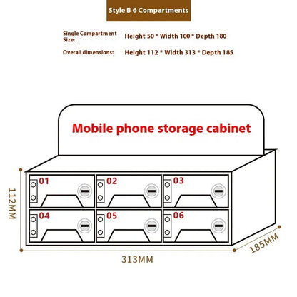 Transparent acrylic mobile phone storage cabinet with charging holes in modern simple style for office organisation