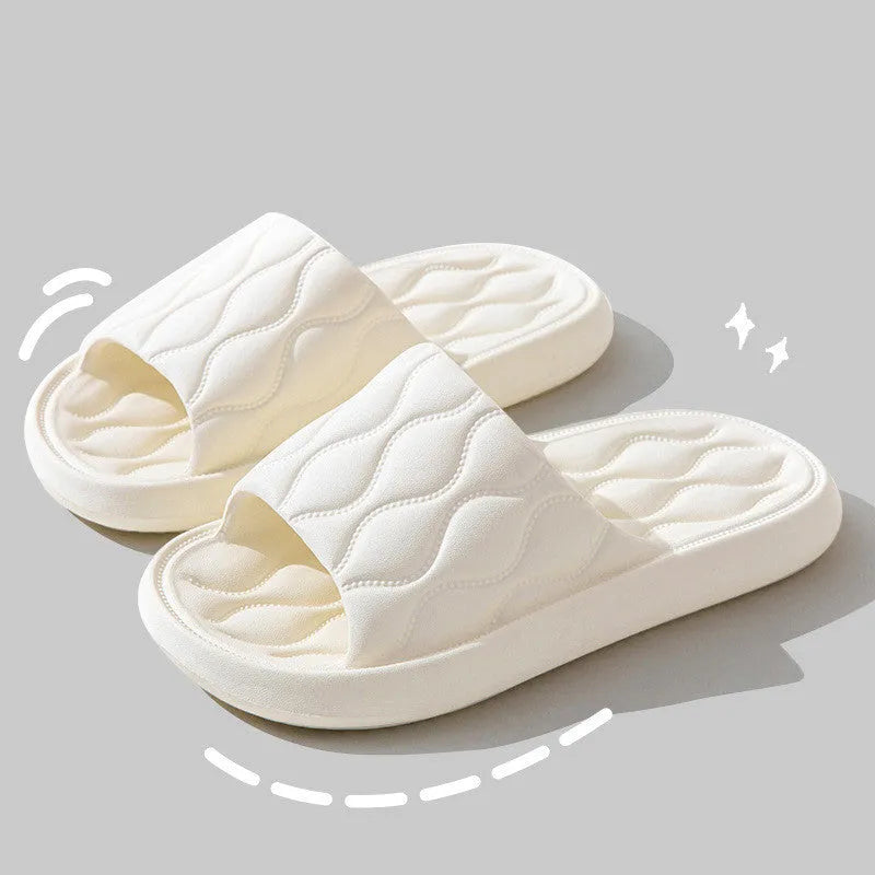 Ripple style EVA house slippers in white, pink, light green, dark khaki or black, sizes 36/37 to 44/45, one pair