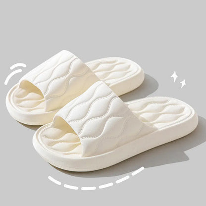 Ripple style EVA house slippers in white, pink, light green, dark khaki or black, sizes 36/37 to 44/45, one pair