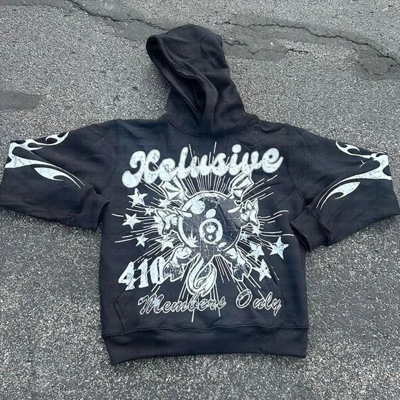 Orange loose fit pullover sweatshirt with custom letter printing and a front pocket