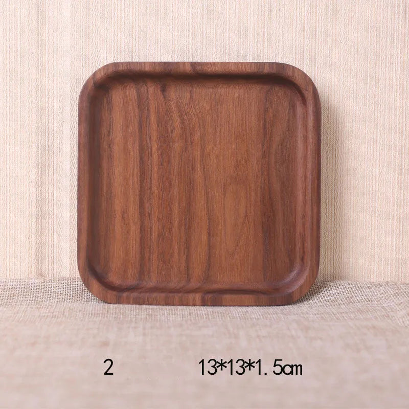 Japanese style black walnut wooden rectangular dinner plate with hand-painted plain surface