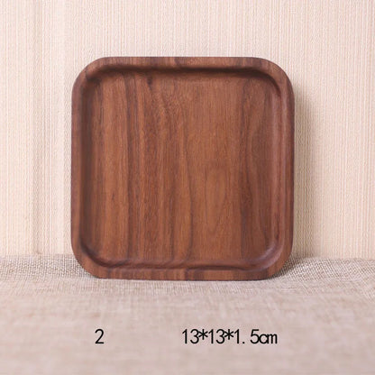 Japanese style black walnut wooden rectangular dinner plate with hand-painted plain surface