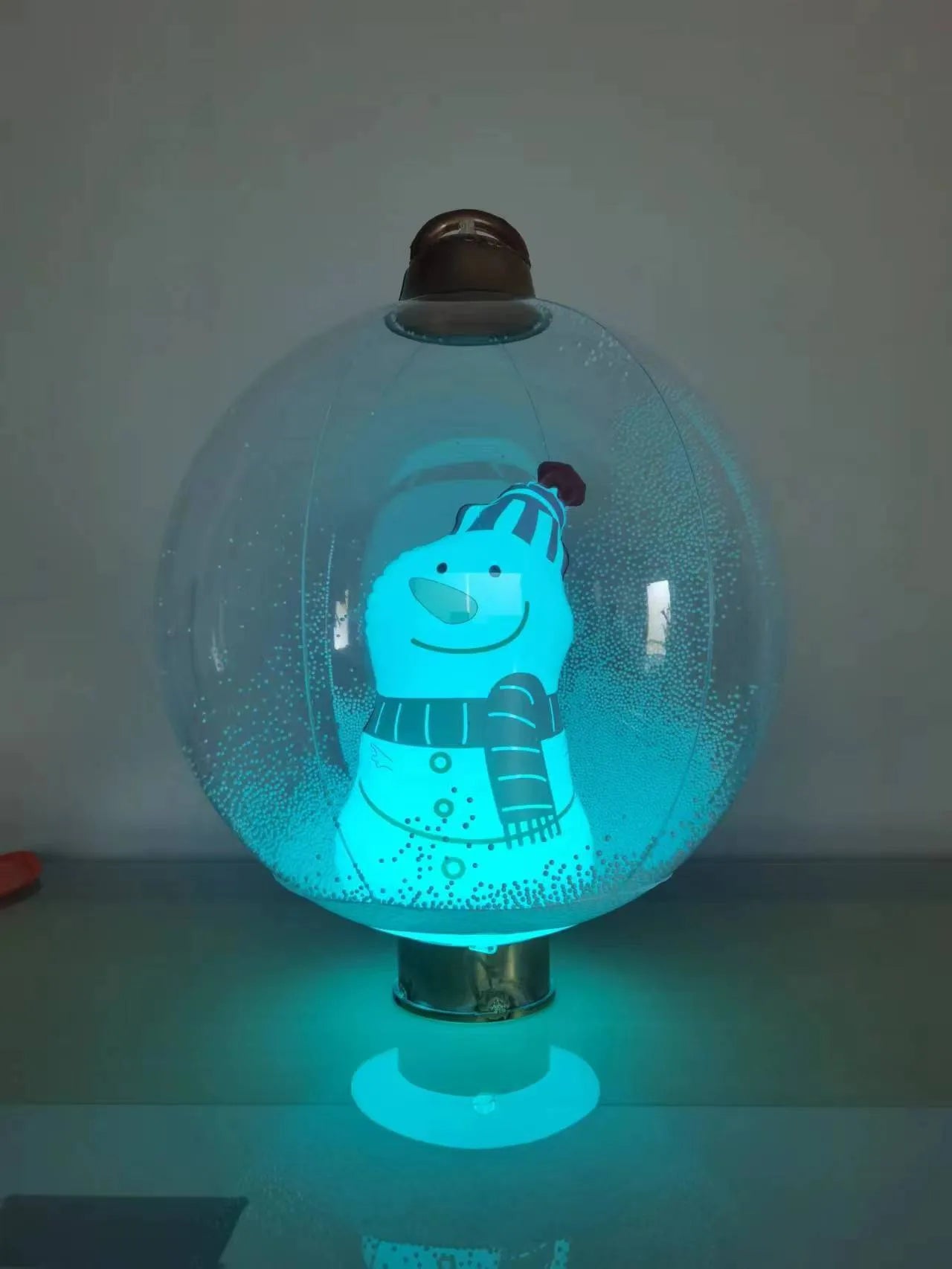 Red and white Santa Claus inflatable Christmas ball decoration hanging, approx 60cm in size.